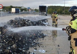 Incendio de un camión en Burgos.