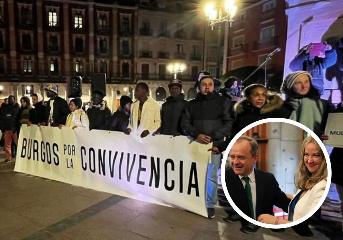 Manifestación de apoyo a las ONG en Burgos. En el círculo Martínez Acitores y Ayala.