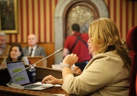 La alcaldesa de Burgos, Cristina Ayala durante el pleno del jueves