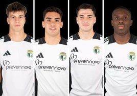 Hugo Pascual, Marcelo Espósito, Mario Cantero y Georges Nsukula, los cuatro jugadores del Promesas que han debutado con el primer equipo.