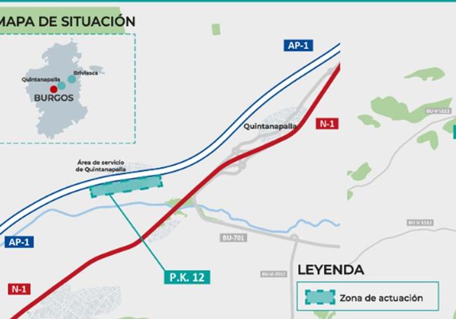 Punto en el que se acometerá la actuación en la AP-1.