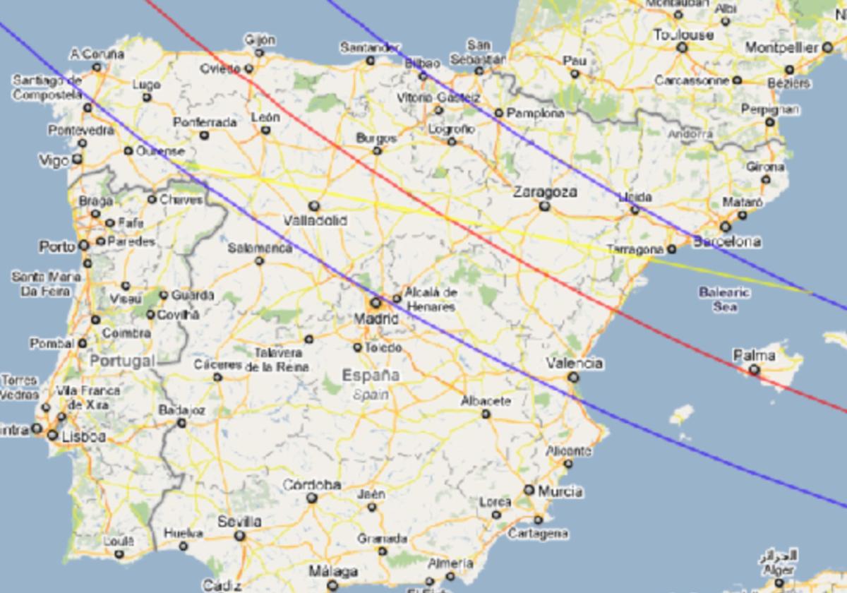 Lugares desde donde se verá el eclipse de sol en España.