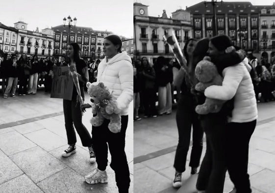 Una joven se hace viral con su declaración de amor en la Plaza Mayor de Burgos.
