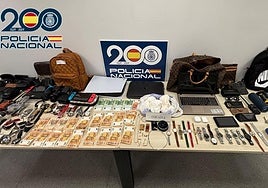 Material incautado a los detenidos que robaron entre otras ciudades, en Burgos.