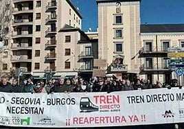 Imagen de archivo de una manifestación por el tren directo en Aranda de Duero.