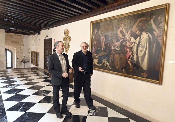 El Premio Nobel Jack W. Szostak junto al investigador Carlos Briones, en su visita a Burgos.