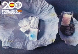 Droga intervenida al detenido por violencia de género en Burgos.