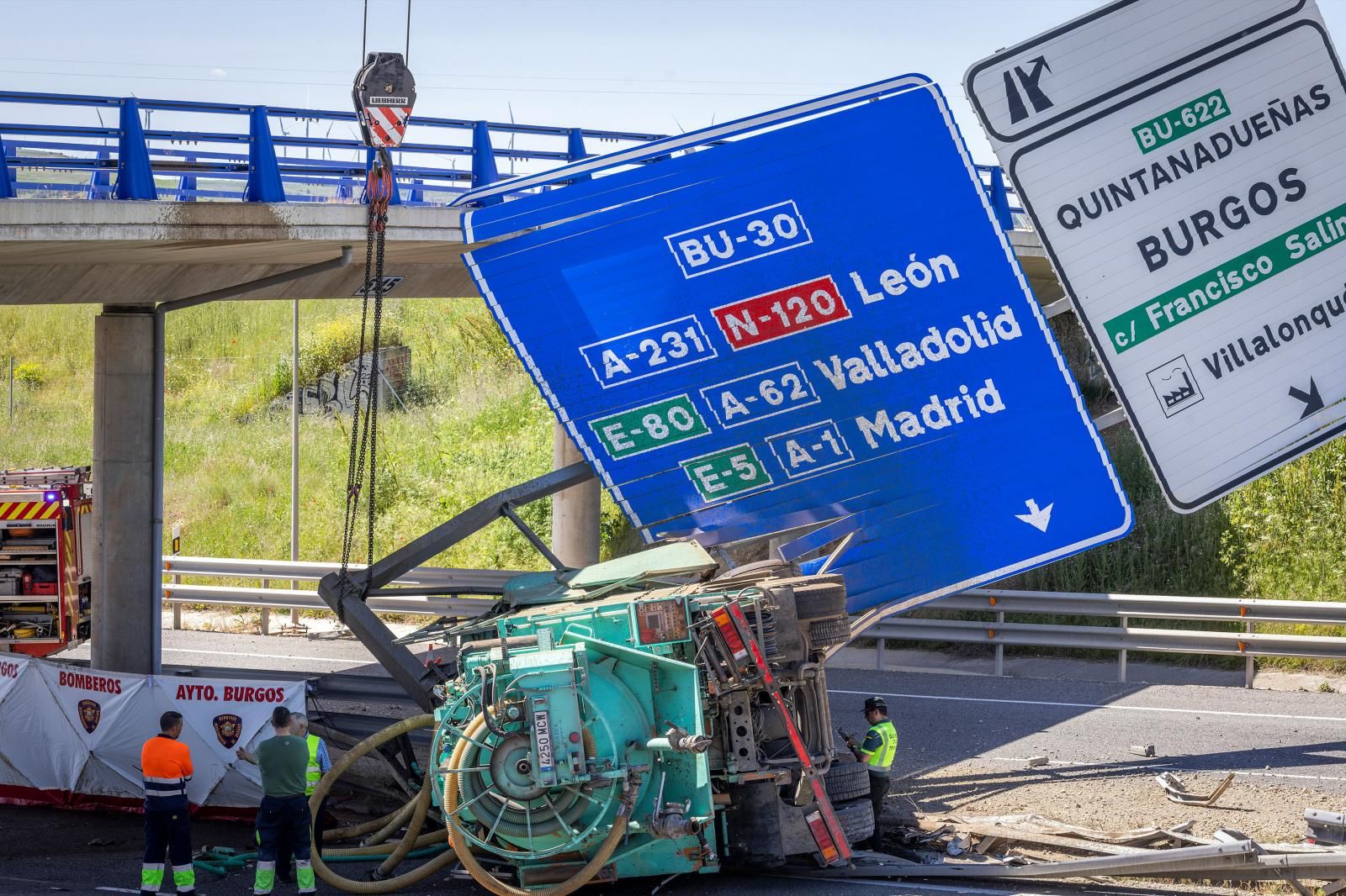 Imágenes del accidente mortal en la circunvalación de Burgos