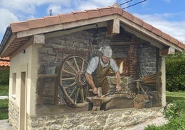Uno de los murales de Villalómez, en Burgos.