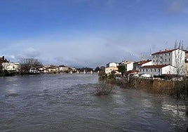 Imagen de archivo de una crecida del Ebro a su paso por Miranda.
