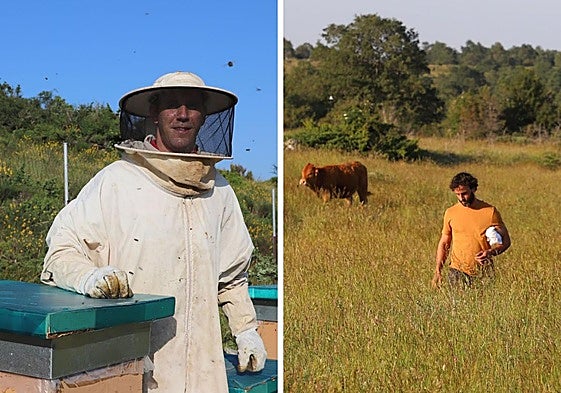 Aitor (i) y Juan (d) quieren dedicarse exclusivamente a la ganadería en Rábanos, Burgos.
