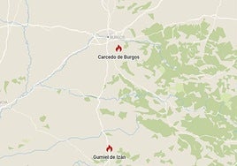 Lugar de los incendios registrados en Burgos.