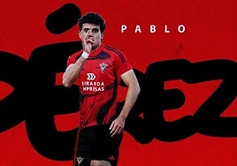 Cartel del fichaje de Pablo Pérez por el CD Mirandés