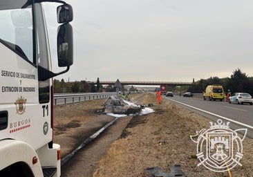Muere un hombre en el incendio de un coche tras un accidente en Burgos