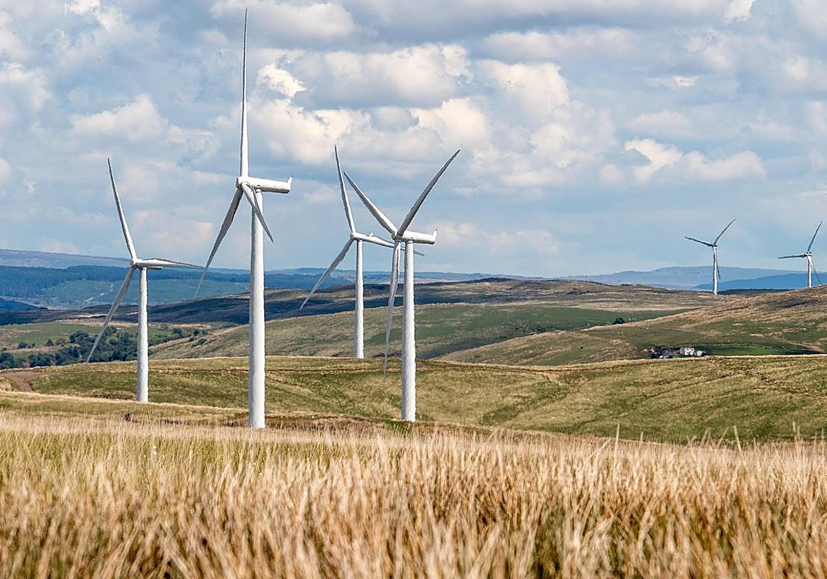 Imagen de archivo de un parque eólico.