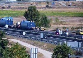 Lugar del accidente en la A-1 a su paso por Aranda de Duero.