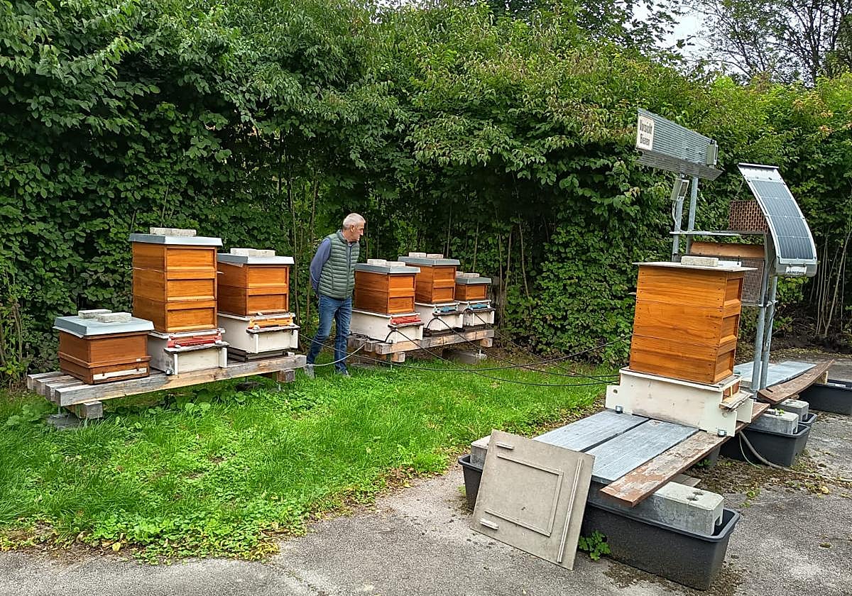 Eduardo Izquierdo (apicultor burgalés) en su viaje a Austria para conocer de primera mano como se esta innovando en la Universidad de Innsbruck sobre la apicultura.