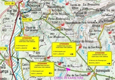 Cortan una carretera en Burgos para obras de mejora en travesías