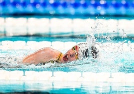 Marta Fernandez en la prueba 100 metros libres en el Mundial de Singapur donde obtuvo la plata.