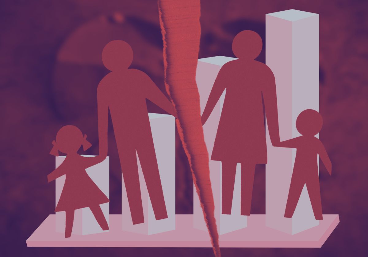 Imagen creada y editada de un dibujo de una familia rota