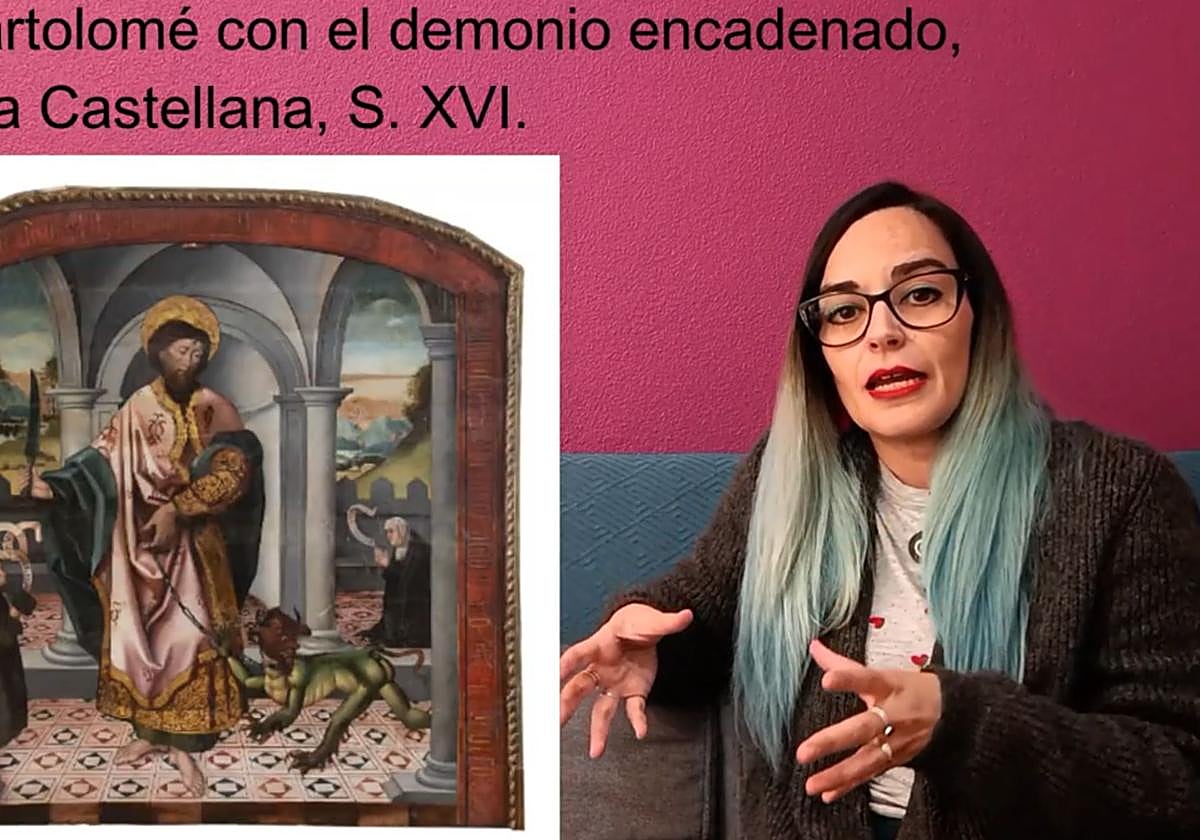 Elena Rodríguez, historiadora de arte, explica la vida de San Bartolomé.