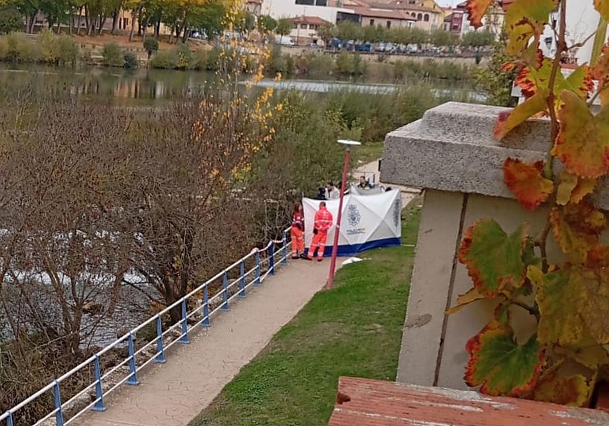 La Policía Nacional y los servicios de emergencias trabajan en el lugar donde ha aparecido el cadáver.