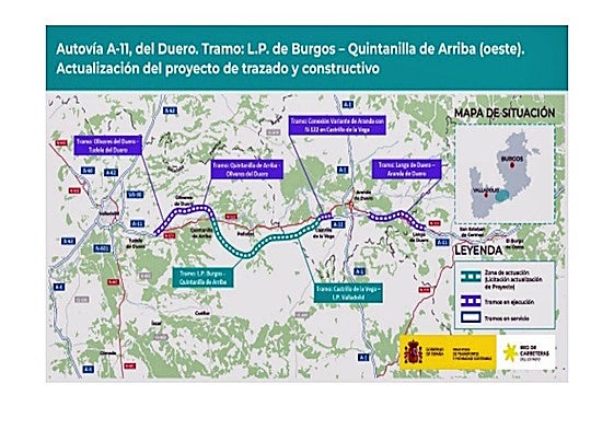 Adjudican por 5,2 millones la actualización del proyecto de la A-11 entre Quintanilla de Arriba y Burgos provincia