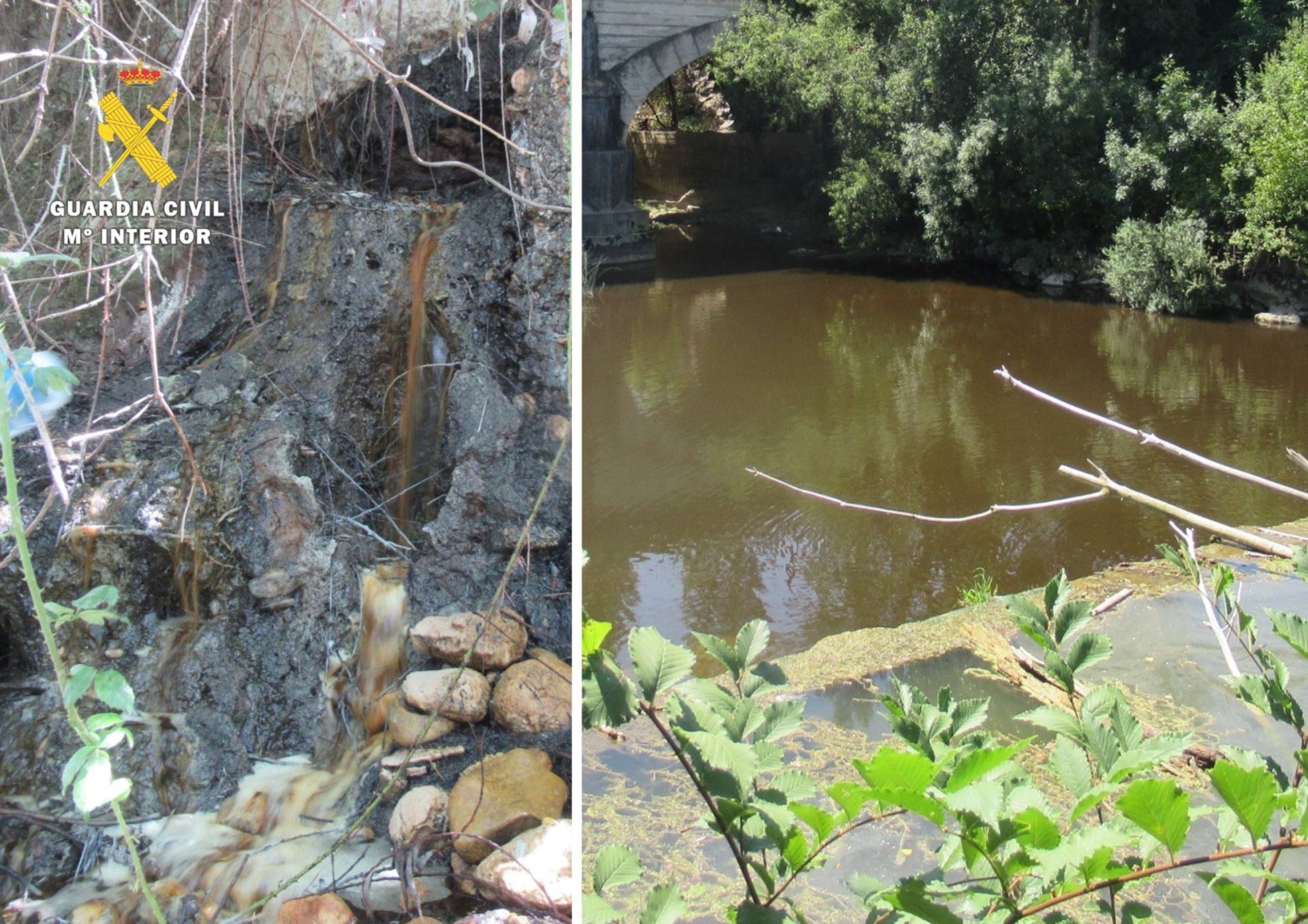 Imagen del vertido que se filtró en el río Bayas a su paso por Miranda de Ebro