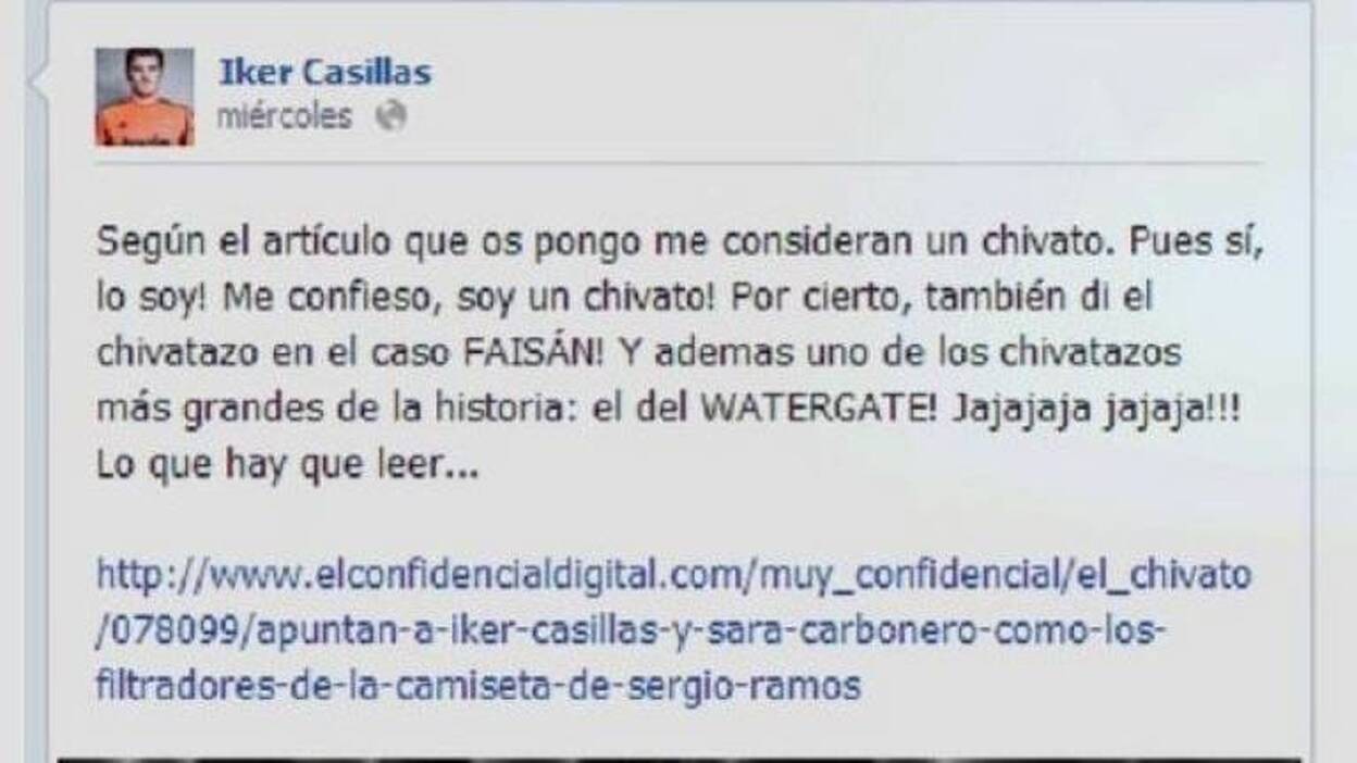 Casillas: "Decir que soy el chivato está fuera de lugar"