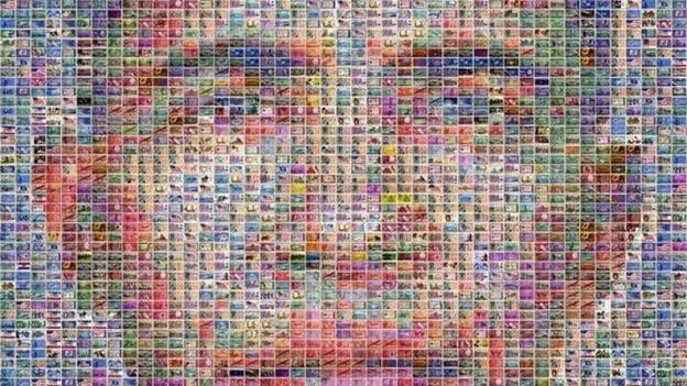 Un artista alemán crea con 3.600 sellos estadounidenses un retrato de Obama