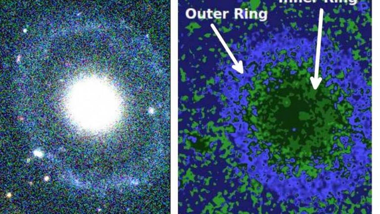 Primera imagen de una galaxia con dos anillos y núcleo no conectados
