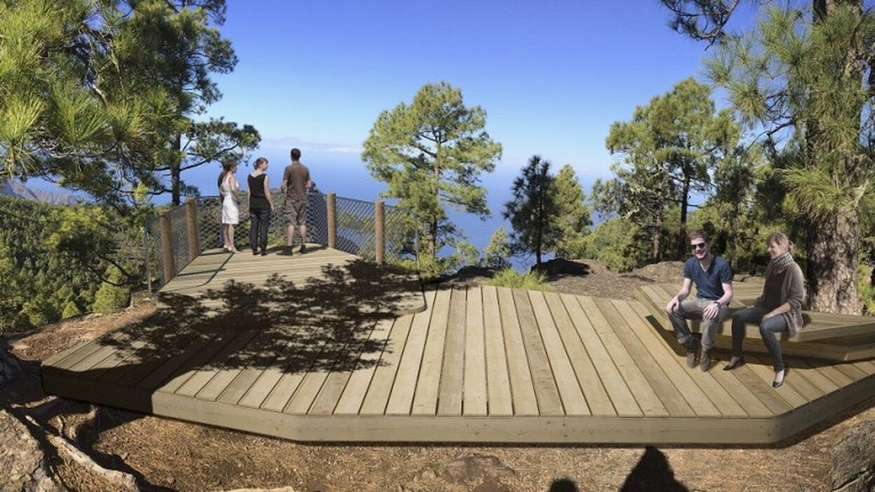 Un mirador en Tamadaba para ver Risco Faneque, Agaete y el Teide