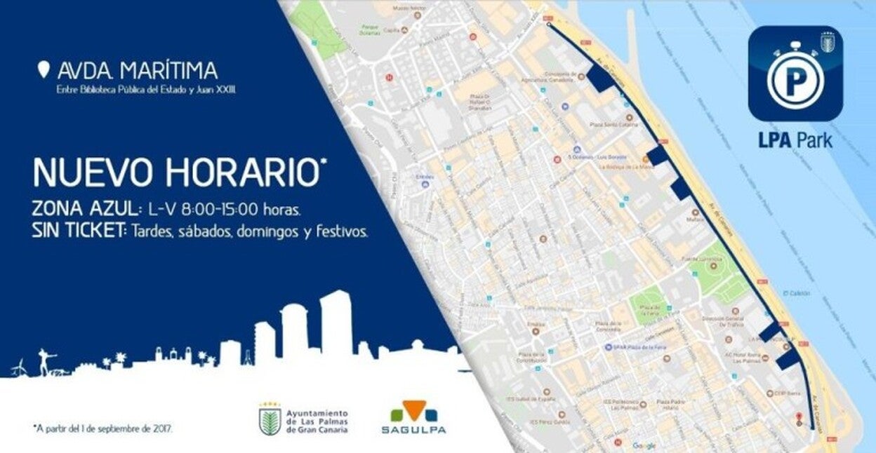 La zona azul de la Avenida Marítima será gratuita