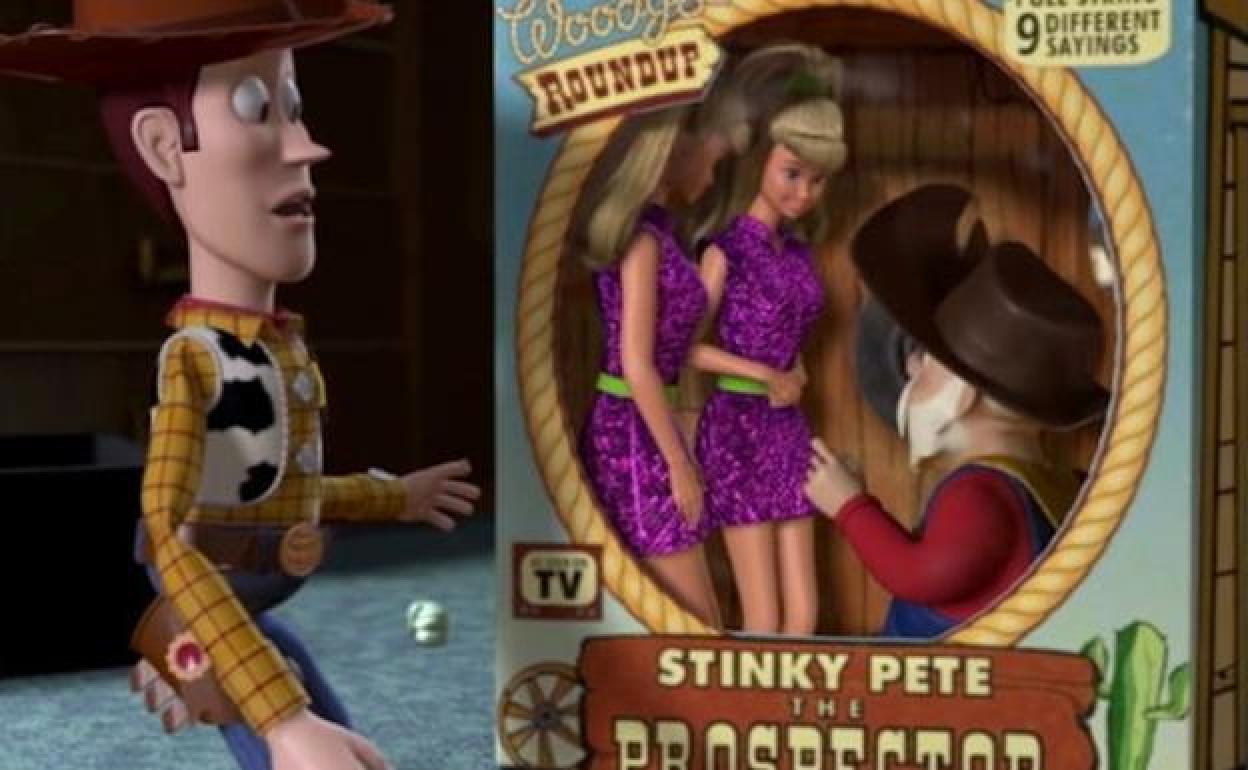 La escena censurada (abajo el vídeo), con El Capataz (El Oloroso Pete en la versión original) cortejando a dos muñecas Barbie.