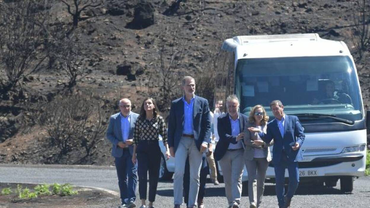 El rey reconoce una «impresión muy fuerte» al ver los daños del incendio de Gran Canaria