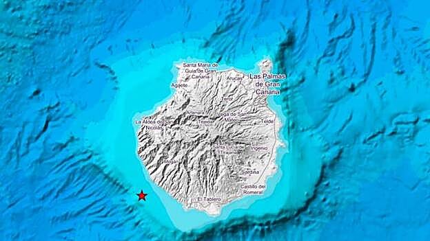 El segundo de los terremotos se produjo pocos minutos después en la costa de Mogán, a las 5,56 minutos de esta mañana, con una magnitud de 2,9 en la escala de Richter, y a una profundidad de 20 kilómetros.