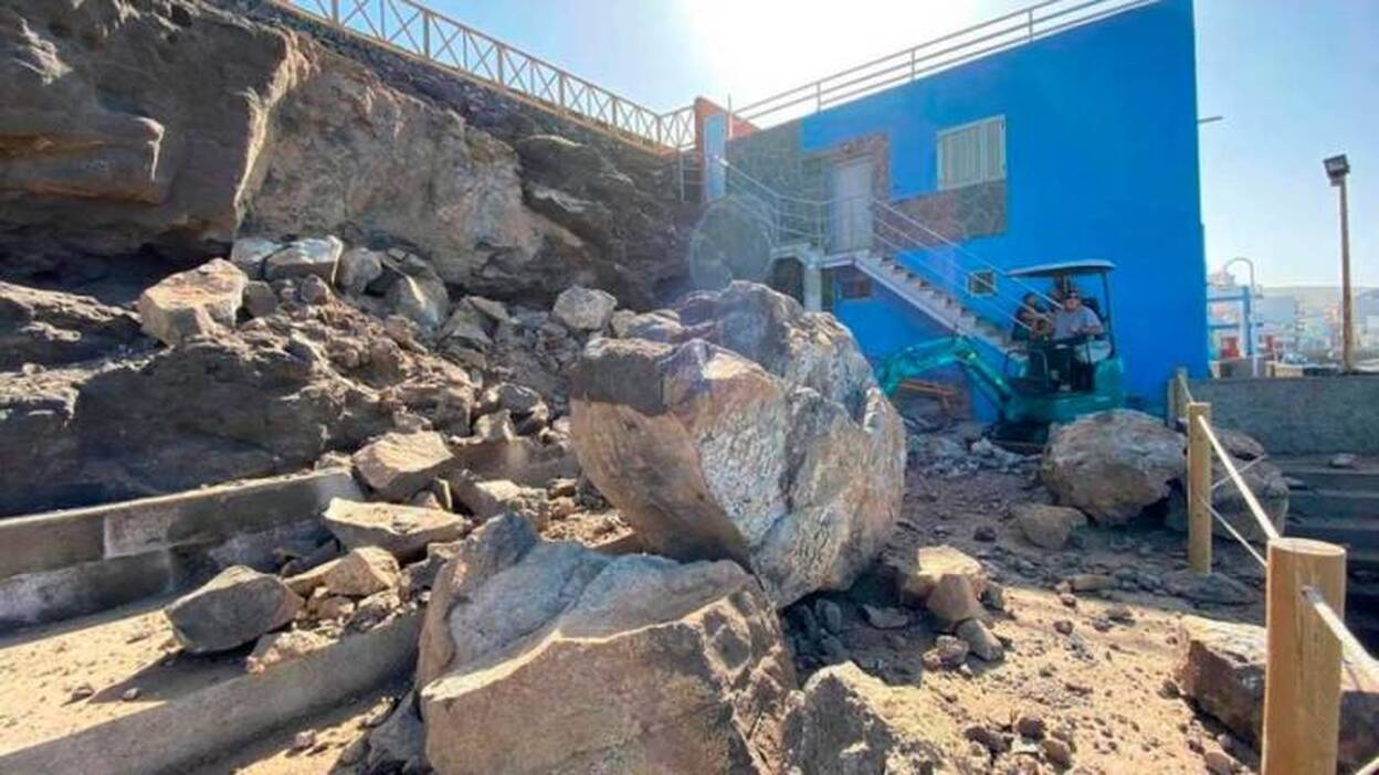 Pequeño desprendimiento en El Agujero de Gáldar