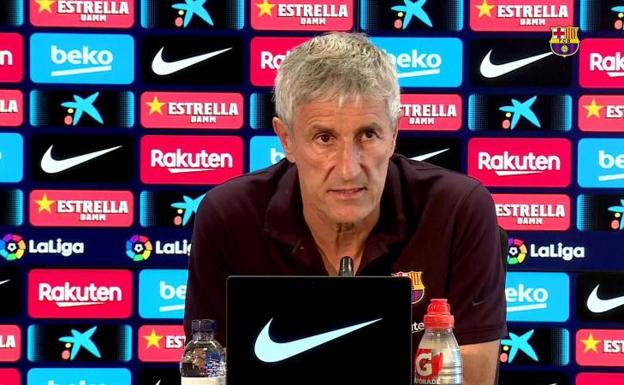 Quique Setién, entrenador del Barça, en conferencia de prensa. 