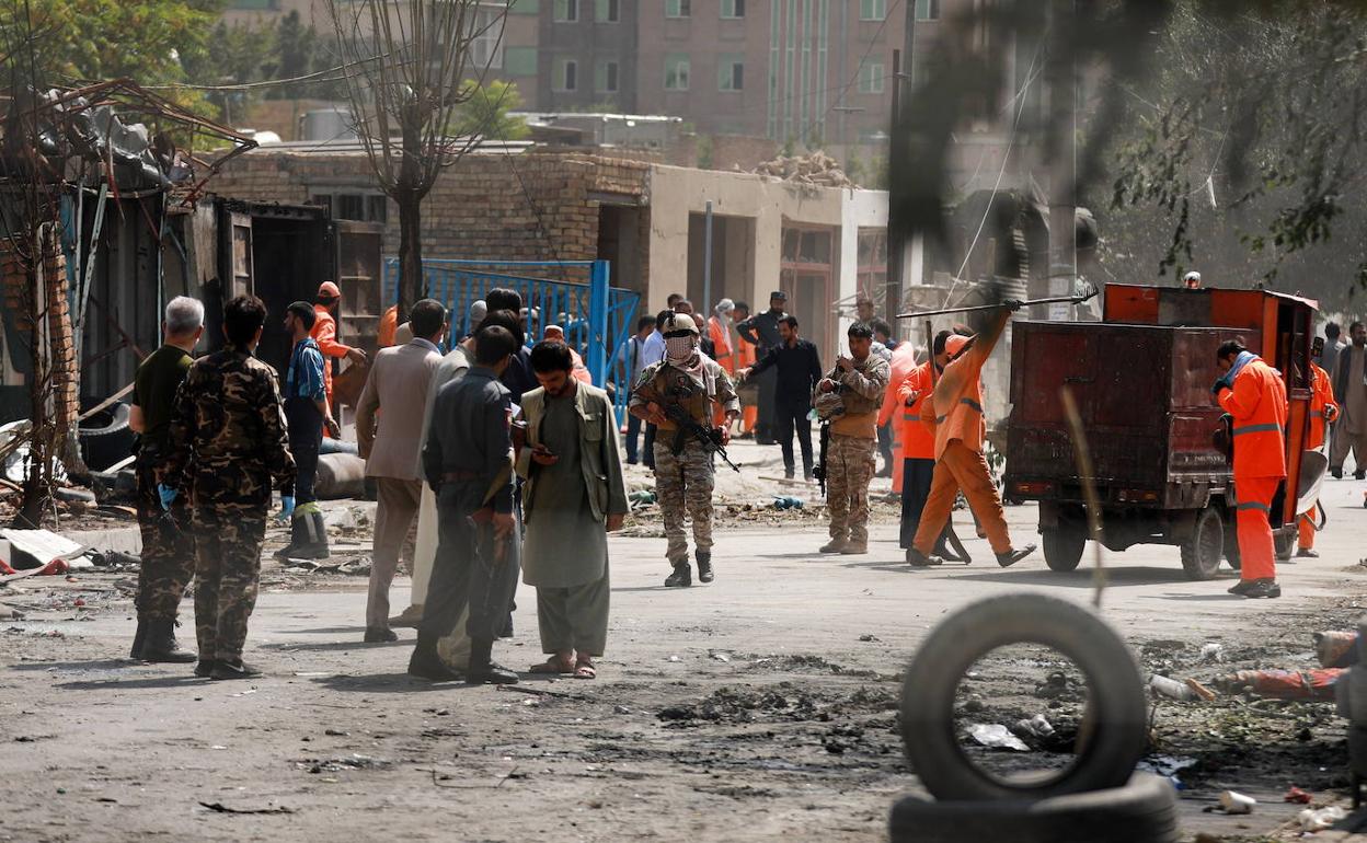 Lugar del atentado contra el vicepresidente afgano en Kabul.