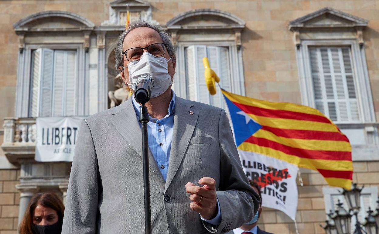 El expresidente de la Generalitat, Quim Torra, en una comparecencia pública.