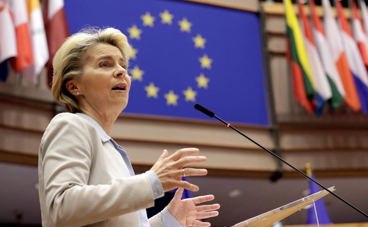 Ursula von der Leyen, durante su intervención ante el Parlamento Europeo.