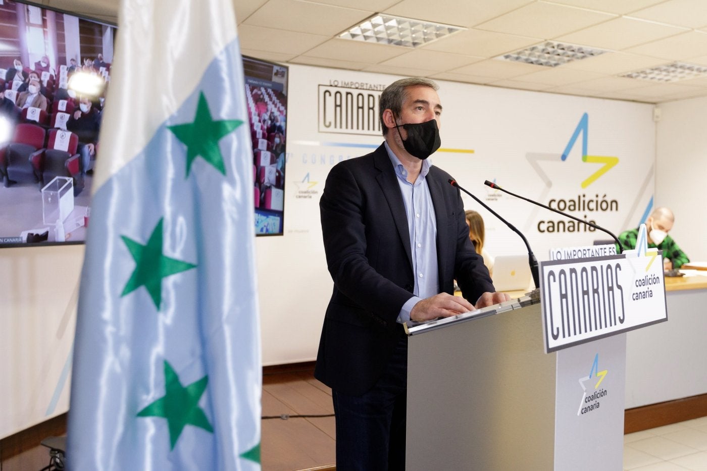 El secretario general de CC, Fernando Clavijo, en su discurso tras ser elegido en el Congreso Nacional del partido. 