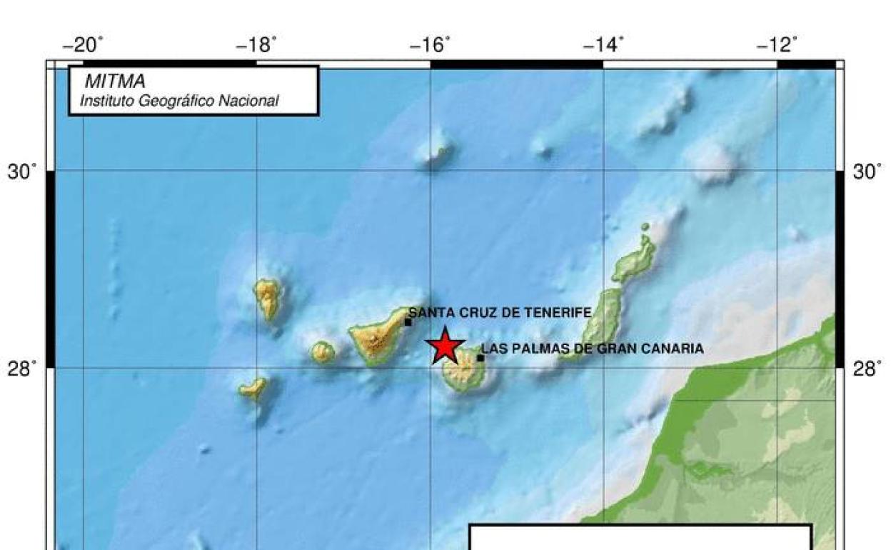 La estrella roja marca el punto donde se ha registrado el seísmo
