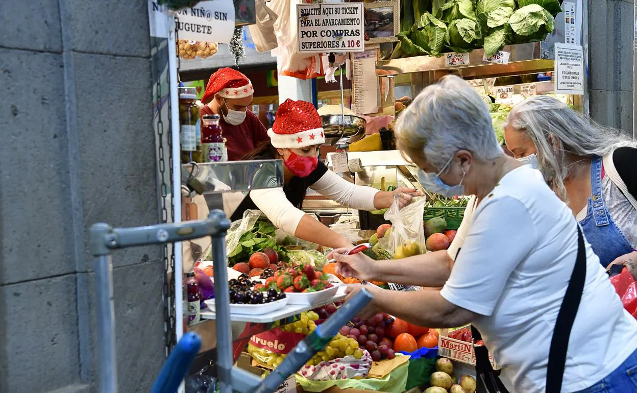 Imagen que ofrecía este lunes el Mercado de Vegueta en la capital grancanaria. 