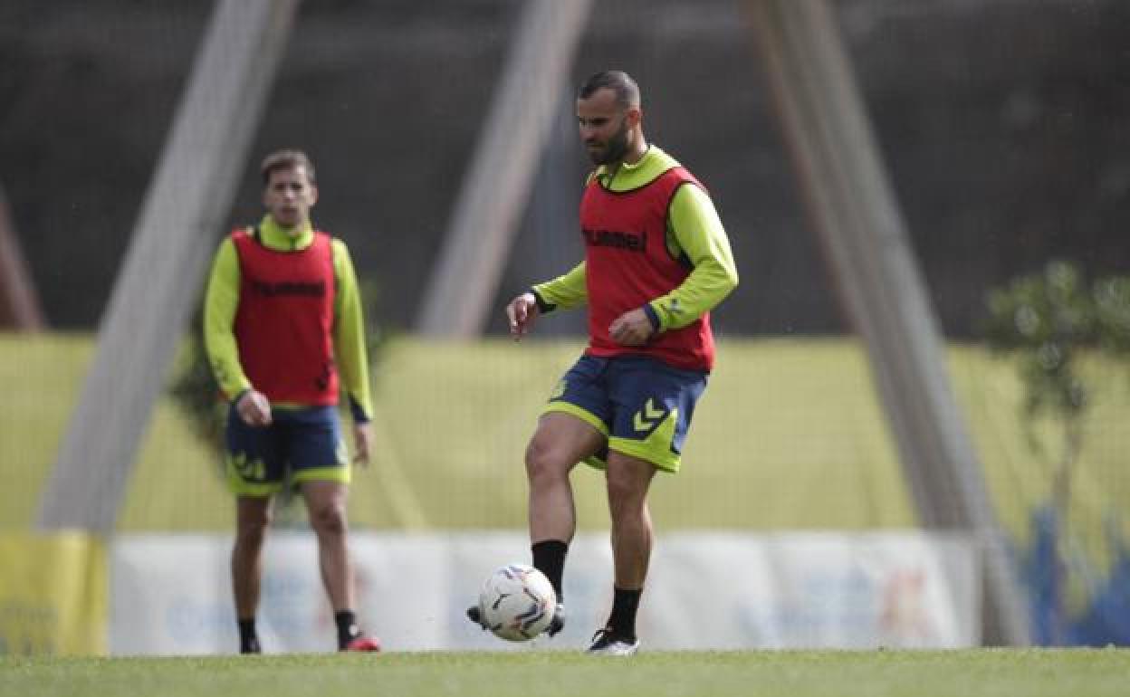 Jesé, en su primer entrenamiento con la UD. 