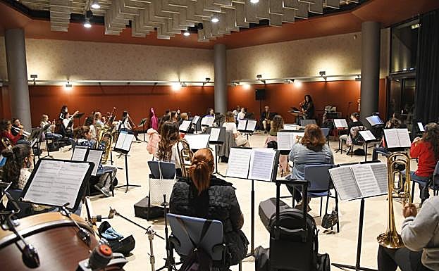 Ensayo de la Gran Canaria's Women Band en la Sala Atlántico del Auditorio. 