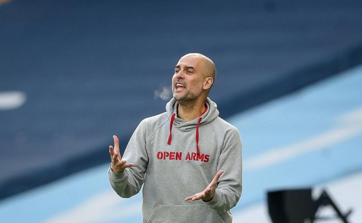 Pep Guardiola, durante un partido del Manchester City. 