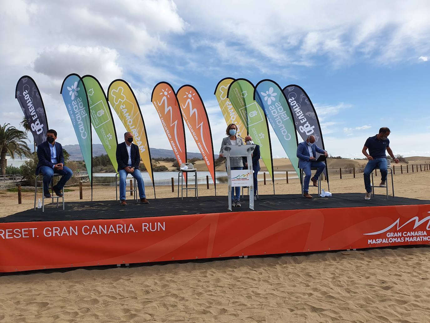 La meta del Gran Canaria Maspalomas Marathon estará ubicada cerca del Faro, en la misma arena de la playa. 