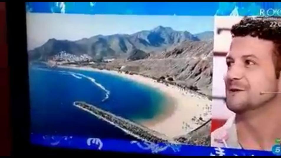 Imagen del programa con las imágenes de la playa de Las teresitas, como si correspondiera a Gran Canaria