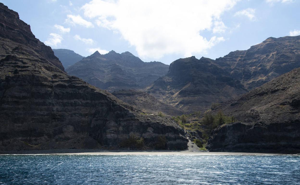 Vista del frente playa de Güigüí Grande, en La Aldea, recientemente comprada por el Cabildo